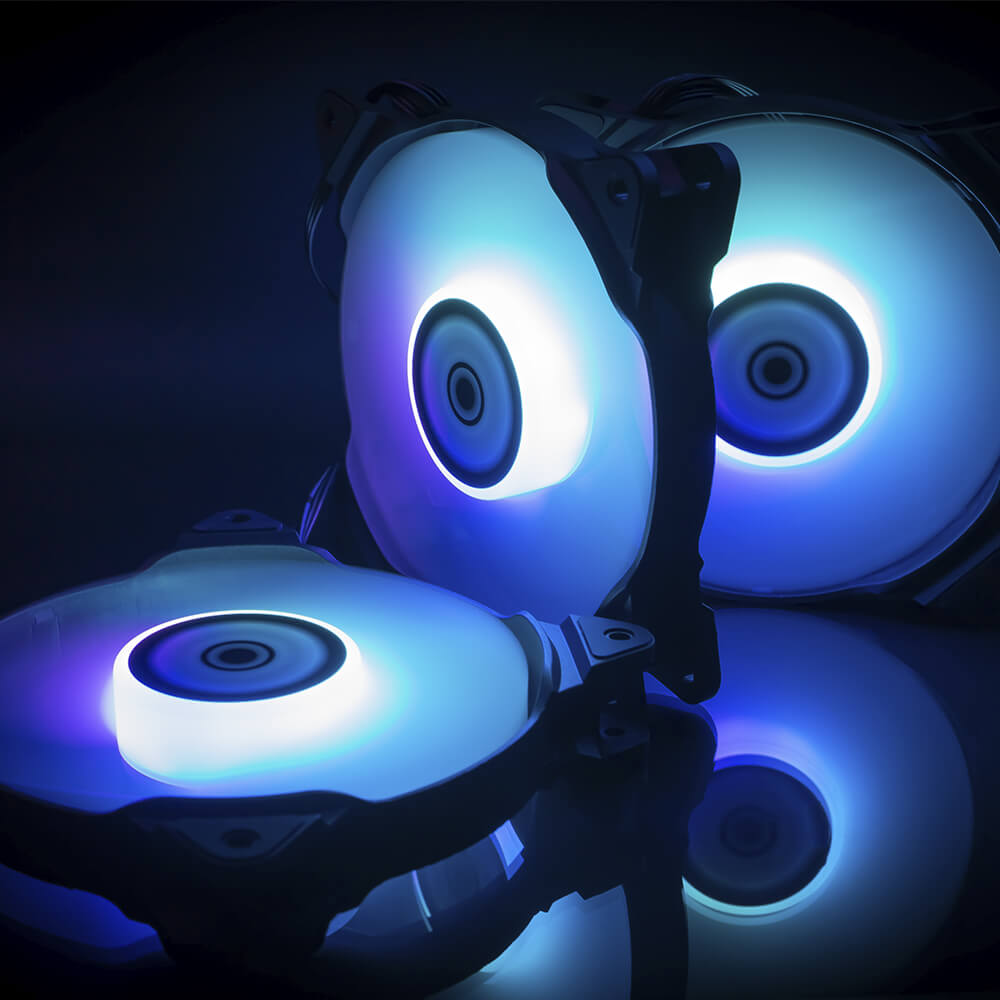 Kit de 3 ventiladores Munfrost Solar Wind RGB, Compatible con Aura Sync etc., ARGB, Controlador incluido, anti-vibraciones / - Image 8