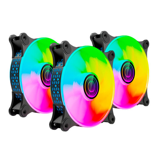 Ventilador Naceb NA-0962, ARGB, 120mm, 1100RPM, Negro, 3 Piezas, NA-0962