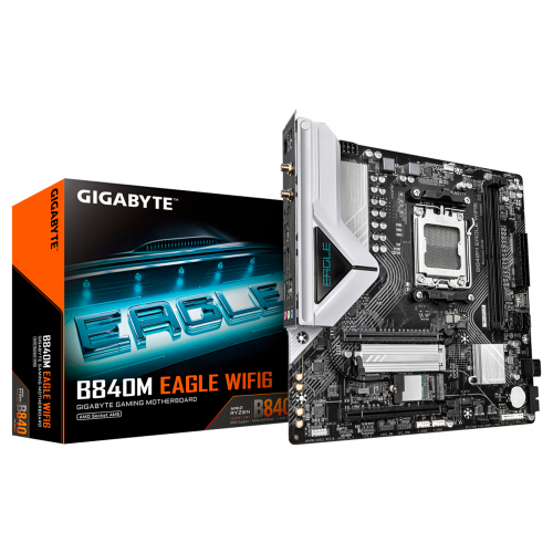 Tarjeta Madre Gigabyte B840M EAGLE WIFI6, Micro-ATX, AM5, AMD B840, Up to 128GB DDR5, HDMI/DP para AMD, B840M EAGLE WIFI6