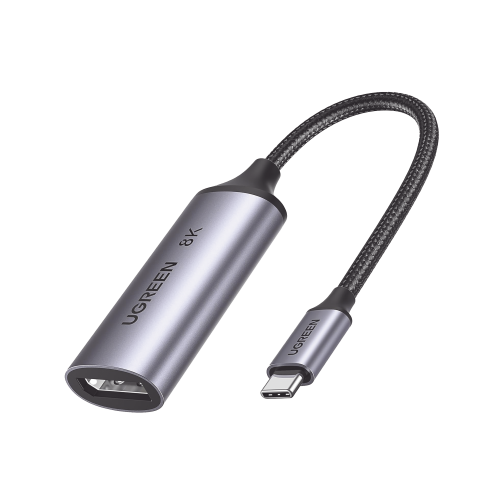 UGREEN 15575 Cable Adaptador USB-C a DP 1.4 | 8K@60Hz | 4K@240Hz | Compatible con Thunderbolt 3 & 4 | HDR | eARC | DTS | Dolby | 3D | ALLM | VRR | Admite Multi-Stream (MST) | Longitud del cable 10cm | Caja de Aluminio.