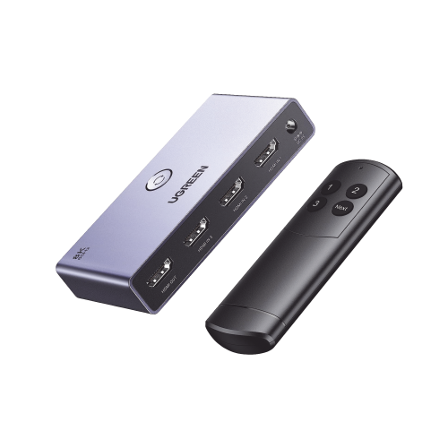 UGREEN 15604 Switch (Splitter) 8K HDMI 2.1, 3 entradas 1 Salida, Incluye Control Remoto, Soporta 8K@60Hz 4K@120Hz 4K@60Hz 3D, HDR, HDCP 2.3, Carcasa de Aluminio.