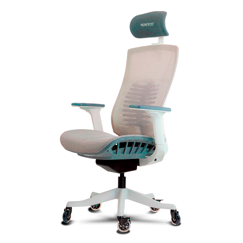 Silla Gamer Munfrost NASH, Color Blanco, Reclinable, Con Soporte Lumbar, Hasta 180kg, Ruedas Tipo Patín, Brazos 3D/ NAVIDAD
