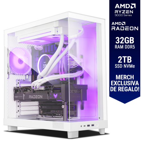 Computadora ULTIMATE PC AURORA, NZXT EDITION, Radeon™ RX 9070 XT 16GB GDDR6, AMD Ryzen 7 9700X, 32GB RAM DDR5, 2TB SSD M.2 PCIe Gen4, 850W 80+ GOLD, WiFi y Bluetooth, Licencia Windows 11 de regalo, NZXTULT