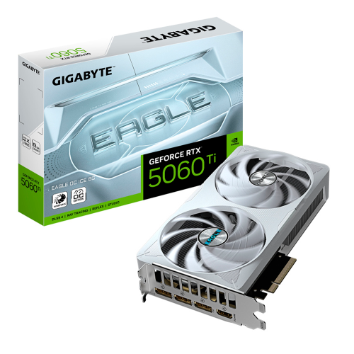 Tarjeta de Video Gigabyte NVIDIA GeForce RTX 5060 Ti EAGLE OC ICE, 8G, 8GB, 128-bit GDDR7, PCI Express x8, GV-N506TEAGLEOC ICE-8GD