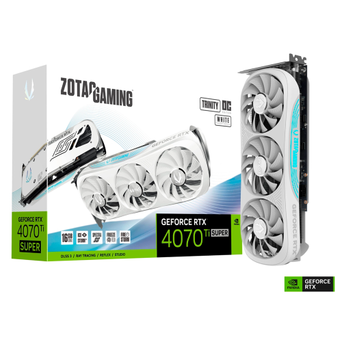 Tarjeta Video Zotac Gaming Geforce RTX 4070Ti SUPER TRINITY OC WHITE, 16GB GDDR6X, ZT-40730Q-10P