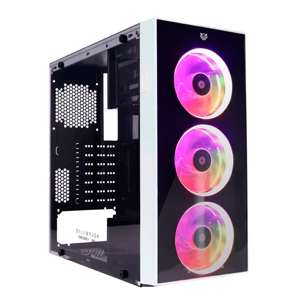 Gabinete Balam Rush DragonFly, Midi-Tower, Cristal Templado, ATX/Micro ATX/Mini-ATX, USB 3.0, Sin Fuente, Blanco, BR-932813
