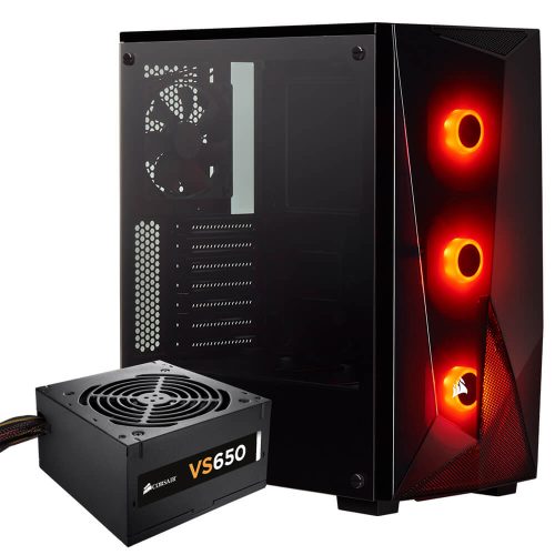 Gabinete Corsair Spec-Delta RGB + VS650 Negro, USB 3.0, Audio HD, Cristal Templado, 650W 80 Plus - CC-9020123-NA
