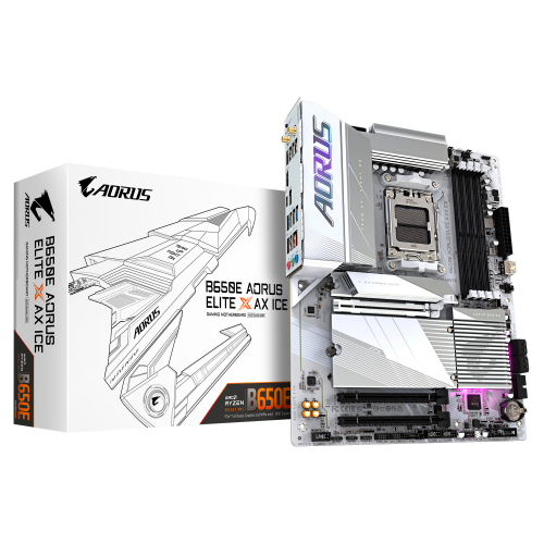 Tarjeta Madre Gigabyte B650E AORUS ELITE X AX ICE, ATX, AM5, AMD B650, Up to 256GB DDR5, HDMI, B650E A ELITE X ICE