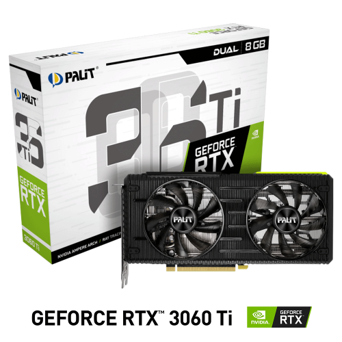 Tarjeta de Video Nvidia GeForce RTX 3060 TI, Palit DUAL, NE6306T019P2-190AD, 1 AÑO DE GARANTIA NACIONAL