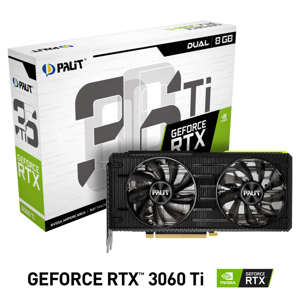 Tarjeta de Video Nvidia GeForce RTX 3060 TI, Palit DUAL, NE6306T019P2-190AD, 1 AÑO DE GARANTIA NACIONAL