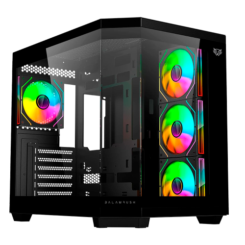 Gabinete Balam Rush Tank Master 9600 TB, Midi-Tower, ATX/Micro-ATX/ITX, Cristal Templado, USB 3.0/2.0, 3 Ventiladores RGB Instalados, Negro, BR-938679
