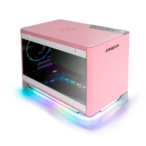 Gabinete InWin A1 Plus Pink, Mini ITX, Cristal Templado, Cargador Inalambrico para Smartphone, Fuente 600W 80+ Gold, LED RGB