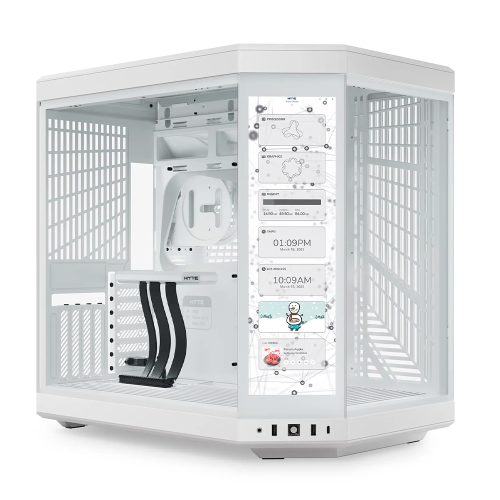 Gabinete HYTE Y70 Touch, Dual Chamber, ATX, Mid Tower, Visualización Táctil LCD 4K Integrada, Blanco Nieve, CS-HYTE-Y70-BW-L/