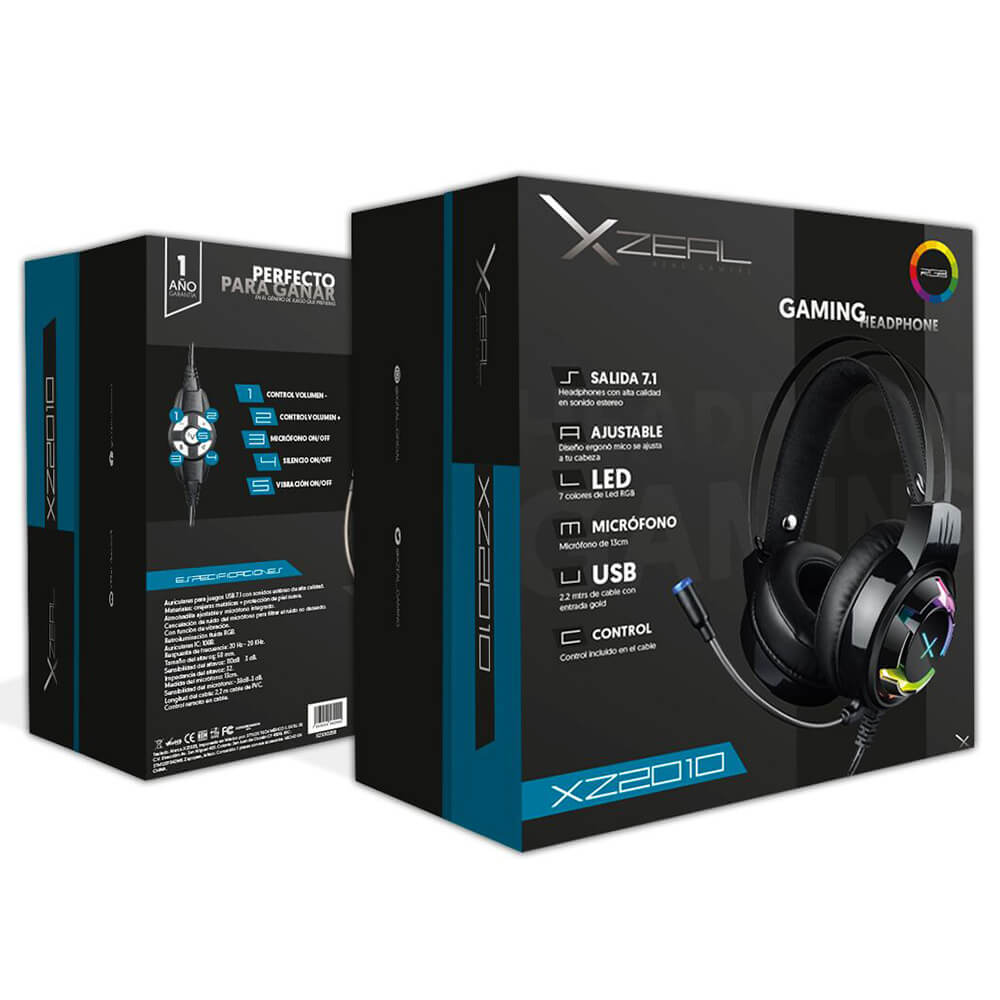 Diadema Gamer Xzeal XZ2010 RGB 7.1 Canales, USB, XZHD201B - Image 5
