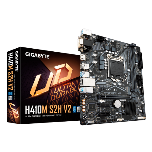 Tarjeta Madre Gigabyte, H410M S2H V2, Micro ATX, Socket LGA1200, H410, HDMI, 64GB DDR4, H410M S2H V2, Soporte Unicamente con 10th Gen de Intel