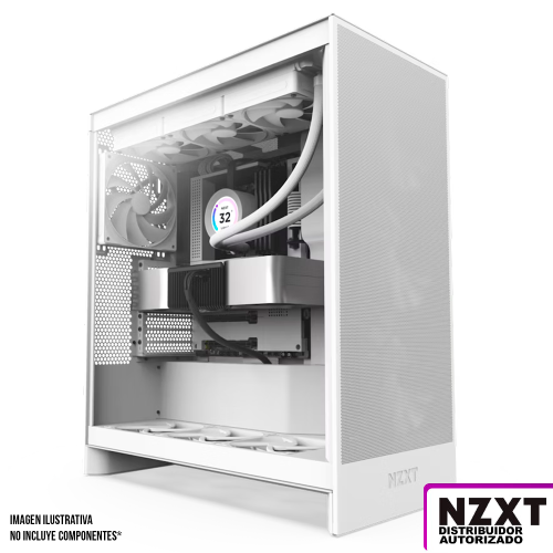 Gabinete NZXT H7 FLOW Blanco, Versión 2024, Cristal Templado, ATX, Sin Fuente, USB Tipo C, 3 Ventiladores 120mm Instalados, CM-H72FW-01, NZXTPROMO/ NAVIDAD
