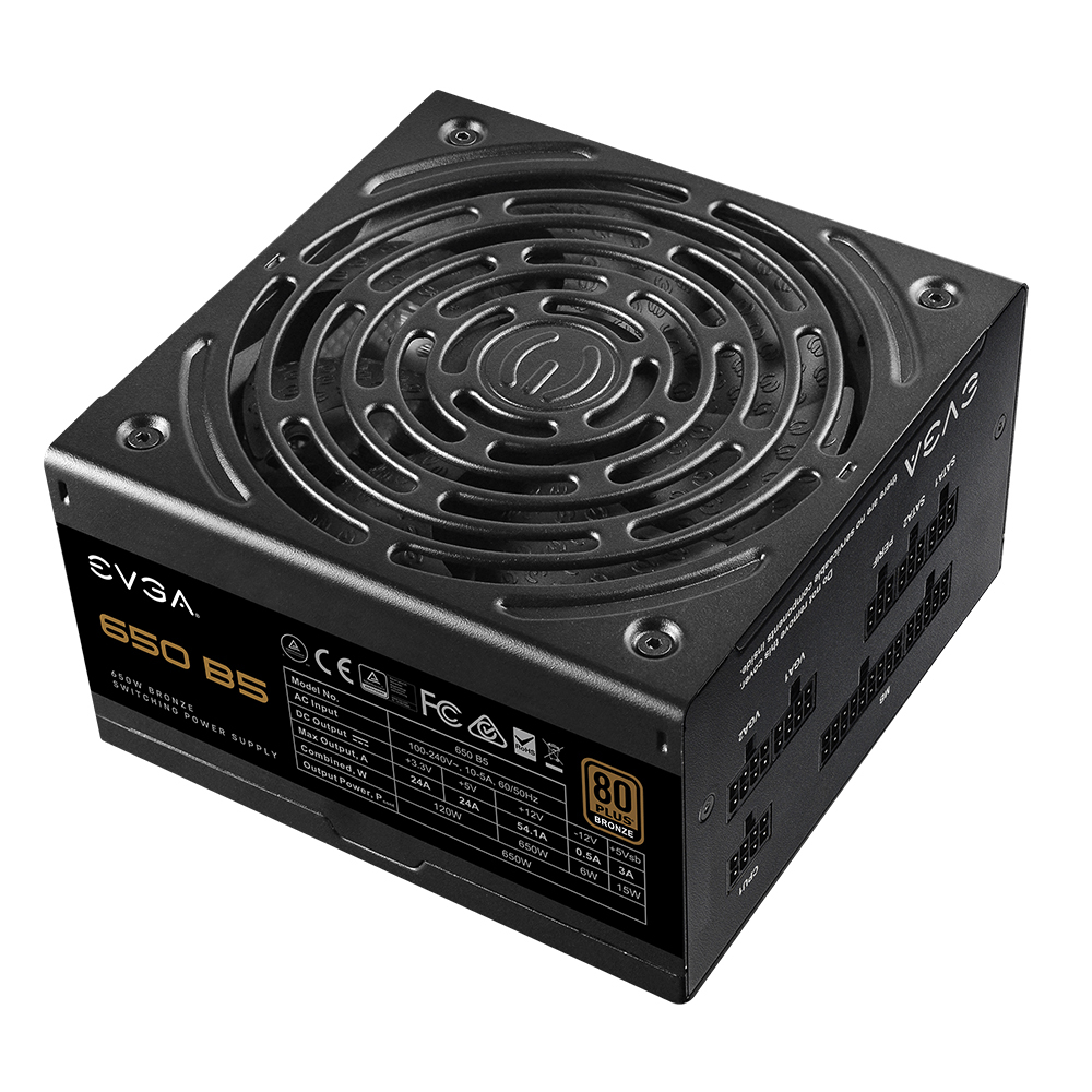 Fuente de poder 650 B5 EVGA, Certificación 80+ BRONZE, Full Modular, 220-B5-0650-V1 - Image 2