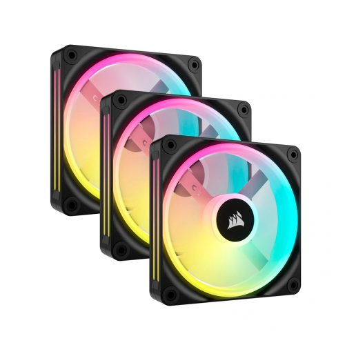 Kit 3 Ventiladores Corsair iCUE Link QX120 RGB, 120mm, 480-2400RPM, Negro, 3 Ventiladores, CO-9051002-WW