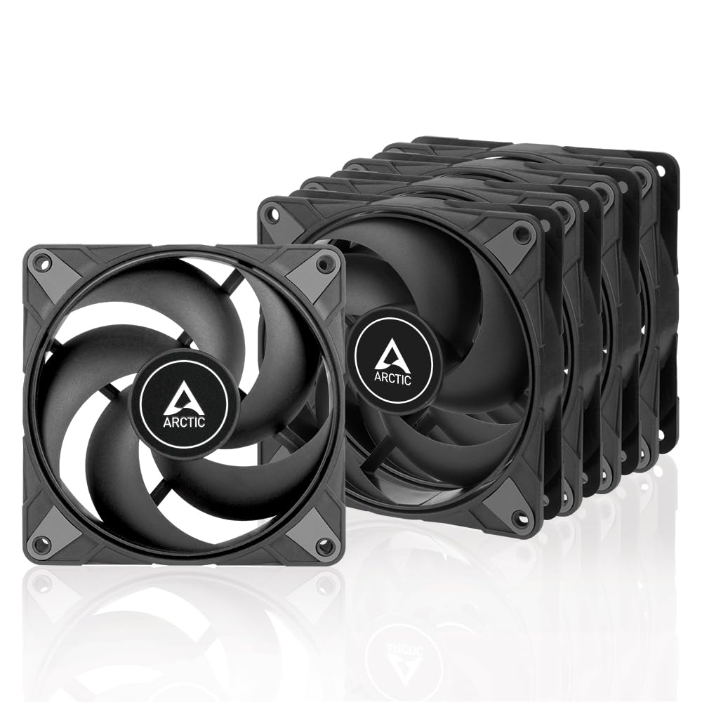 Ventilador ARCTIC P12 Max (paquete de 5), 120mm, De alto rendimiento, 200-3300RPM, Optimizado para la presión estática, Negro, ACFAN00289A