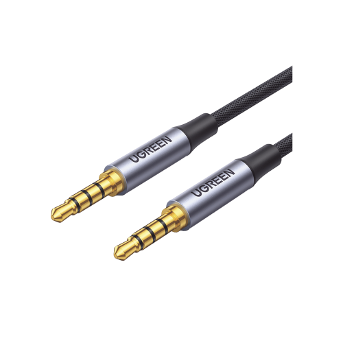 UGREEN 20782 Cable Auxiliar de 3.5mm, Cable Audio Estéreo, Núcleo de Alambre de Cobre Esmaltado, Carcasa de Aluminio Azul + Nylon Trenzado, Soporta Micrófono, 2 Metros