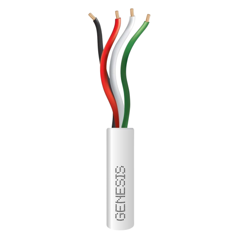 GENESIS 2104-1101/1000 Bobina de 305 Metros, Cable de Cobre, 4 x 22 AWG, Riser, Color Blanco, Para Aplicaciones de Alarmas de Intrusión y Automatización
