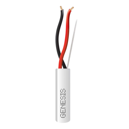 GENESIS 2114-1101/1000 Bobina de 305 Metros de Cable 2 x 18 AWG, Riser, Blanco, Para aplicaciones en Alarmas de intrusión, Control de acceso, Interfonos, TV porteros, Automatizacion, Audio y Voceo.
