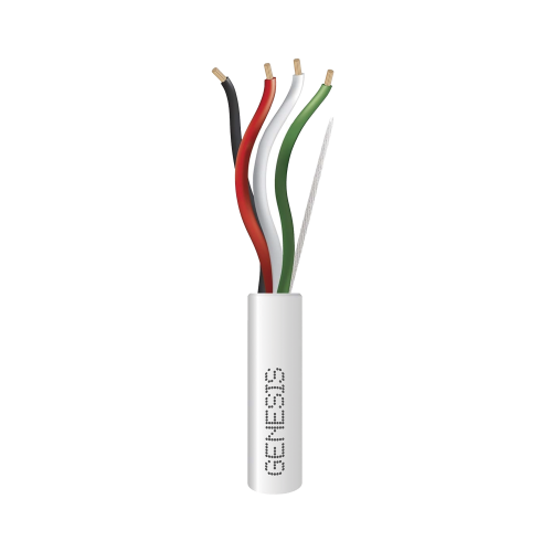 GENESIS 2115-1101/1000 Bobina de 305 Metros, Cable de Cobre, 4 x 18 AWG, Riser, Color Blanco, Para Aplicaciones de Alarmas de Intrusión/Control de Acceso/ Automatización, Interfonos y Tv Porteros