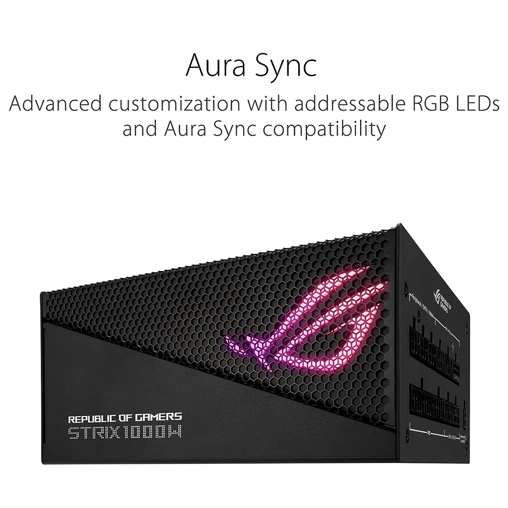 Fuente de poder ASUS ROG Strix 1000W Gold Aura Edition, Full Modular, 80+Gold Certificed, ATX 3.0, Certificación Cybenetics Lambda A+, PCIe Gen 5.0 Ready, ROG-STRIX-1000G-AURA-GAMING, asustl25 - Image 3