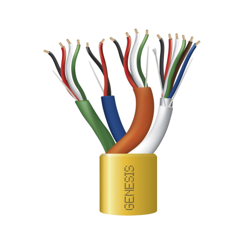 GENESIS 2196-1002 Carrete de Cable de 305 Metros, Color Amarillo, Compuesto por 6 x 22 AWG blindado, 4 x 18 AWG, 4 x 22 AWG, y 2 x 22 AWG, Para Aplicaciones en Control de Acceso