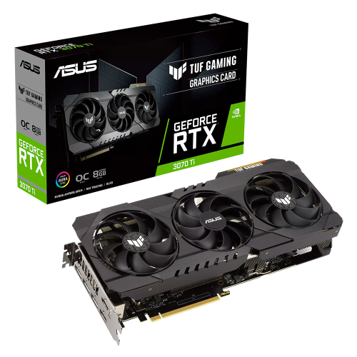 Tarjeta de Video RTX 3070 Ti Asus Tuf OC Edition 8 Gb GDDR6X RGB PCI Express 4.0, Nvidia GeForce, OC mode : 1815 MHz (Boost Clock, Negro, TUF-RTX3070TI-O8G-V2-GAMING