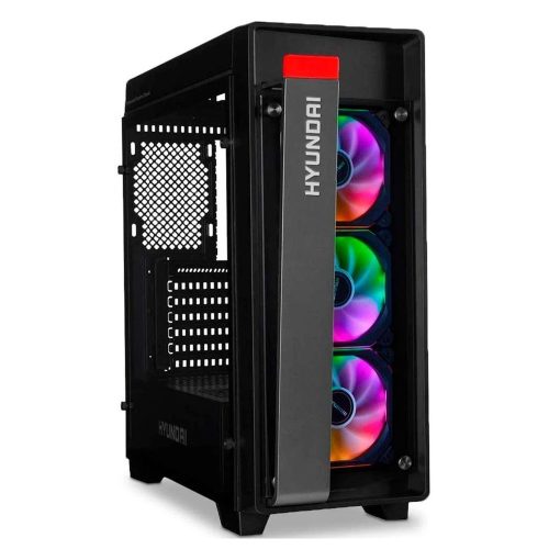 Gabinete Hyudai Obsidian C/F RGB, Negro, ATX, 3 Ventiladores, HTOBSCPS550W