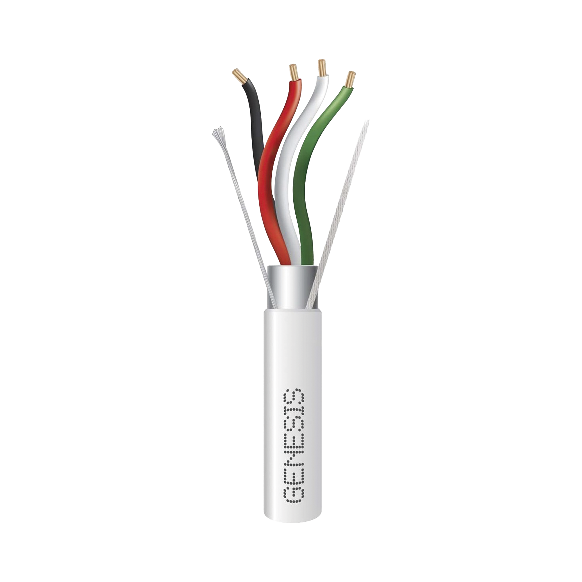 GENESIS 2204-1101 Bobina de 305 M de Cable 4 x 22 AWG BLINDADO, RISER, Color Blanco, Para Aplicaciones de Audio, Seguridad y Control