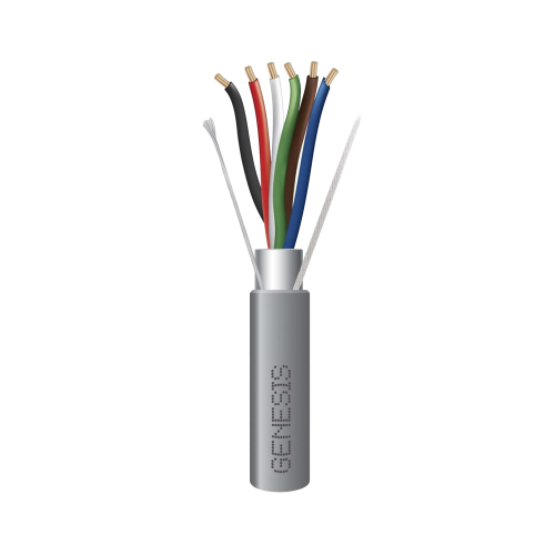 GENESIS 2206-1109/1000 Bobina de 305 Metros de Cable, 6 x 22 AWG Blindado, Riser, Color Gris, Para Aplicaciones de Audio, Seguridad y Control