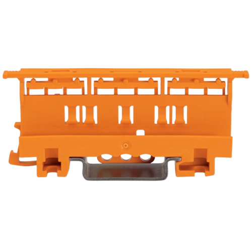 WAGO 221-500 Portador de Montaje de la Serie 221, 4 mm², Montaje en Riel DIN-35 y Montaje con Tornillos, Color Naranja, Material PA66, UL94 V0
