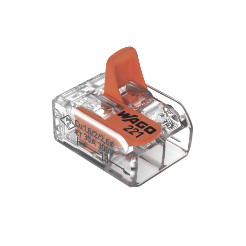 WAGO 221-612 Conector de empalme compacto para todo tipo de conductores transparente 2 conectores CAL 20 a 10