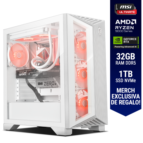 Computadora ULTIMATE PC CRUSADER, POWERED BY MSI, RTX 5060 Ti 16GB GDDR7, AMD Ryzen 5 9600X, 32GB RAM DDR5, 1TB SSD M.2 PCIe Gen4, 750W 80+ BRONZE, WiFi y Bluetooth, Licencia Windows 11 de regalo, MSIULT, RTXS50