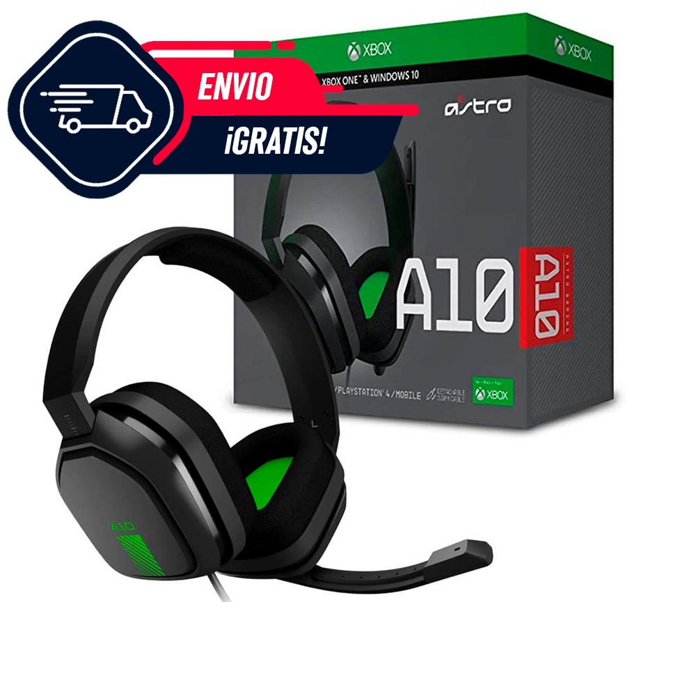 Diadema Gamer Logitech Astro A10 para XBOX One/ Microfono, Jack 3.5mm, PS4 - XBOX, Black-Green - 939-001595
