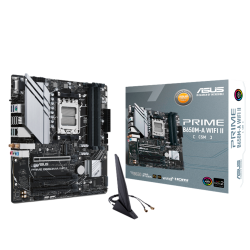 Tarjeta Madre Asus B650M-A WIFI II CSM, AMD, Micro-ATX con DDR5, PCIe 5.0 M.2, 2.5Gb Ethernet, DisplayPort, HDMI, VGA, USB 3.2 Gen 2 Posterior, USB 3.2 Gen 1 Type-C Frontal, Aura Sync