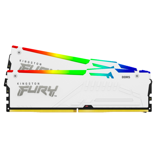 Kit Memoria RAM Kingston FURY Beast RGB DDR5, 6000MHz, 64GB (2x32GB), Non-ECC, CL36, XMP/EXPO, Blanco, KF560C36BWEAK2-64 /MAX. 1 X CLIENTE