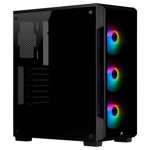 Gabinete Corsair iCUE 220T RGB Black, Cristal Templado, USB 3.0, Audio HD, Ventiladores RGB x3 120mm, CC-9011190-WW