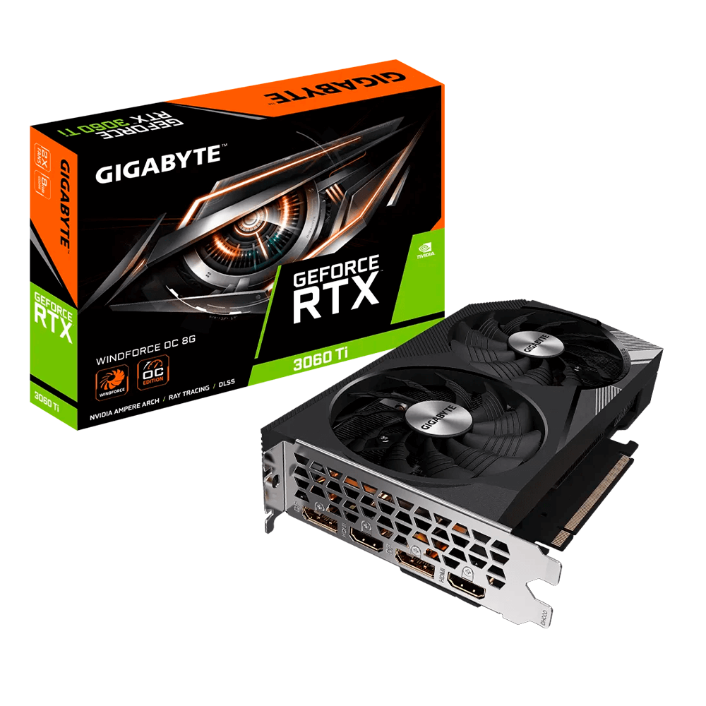 Tarjeta de video RTX 3060TI WINDFORCE 8GB OC, GDDR6, PCI-E 4.0 x 16, DirectX 12 Ultimate, GV-N3060TWF2OC-8GD, 3 AÑOS DE GARANTIA NACIONAL