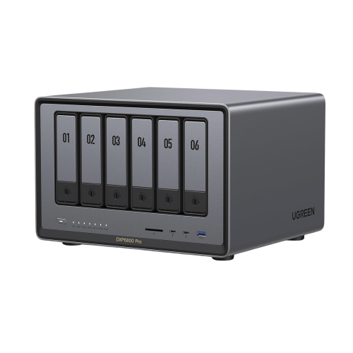 UGREEN 25898 NASync DXP6800 Pro | SO UGOS Pro | Intel® i5 1235u 10-Core™ | 6-Bahias (SATA) Hasta 144TB | 2* M.2 SSD Hasta 16TB | 8GB DDR5 (Exp. a 64GB) | 2 Thunderbolt™4 | 2*10GbE | 1*USB3.2 Gen2 | 2*USB 2.0 | 2*USB 3.2Gen2 | HDMI 2.1 8K | SD 4.0