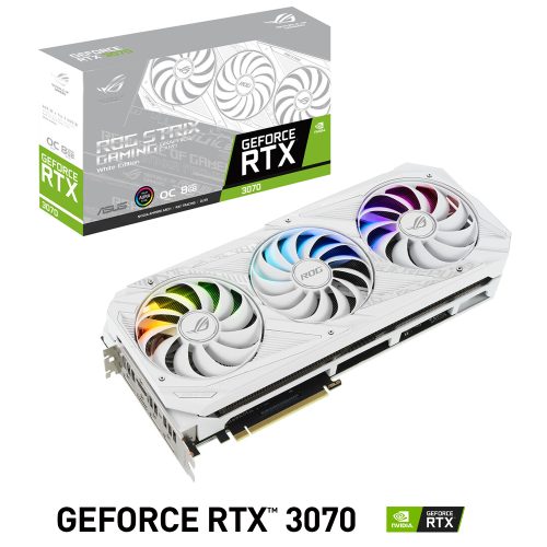 Tarjeta de Video Nvidia GeForce RTX 3070 8GB, Asus ROG STRIX WHITE/ ROG-STRIX-RTX3070-O8G-WHITE/ 3 AÑOS DE GARANTIA NACIONAL