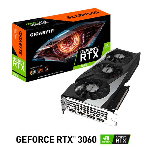 Tarjeta de Video Nvidia GeForce RTX 3060, Gigabyte Gaming OC 12GB LHR, GV-N3060GAMING OC-12GD, 3 AÑOS DE GARANTIA NACIONAL