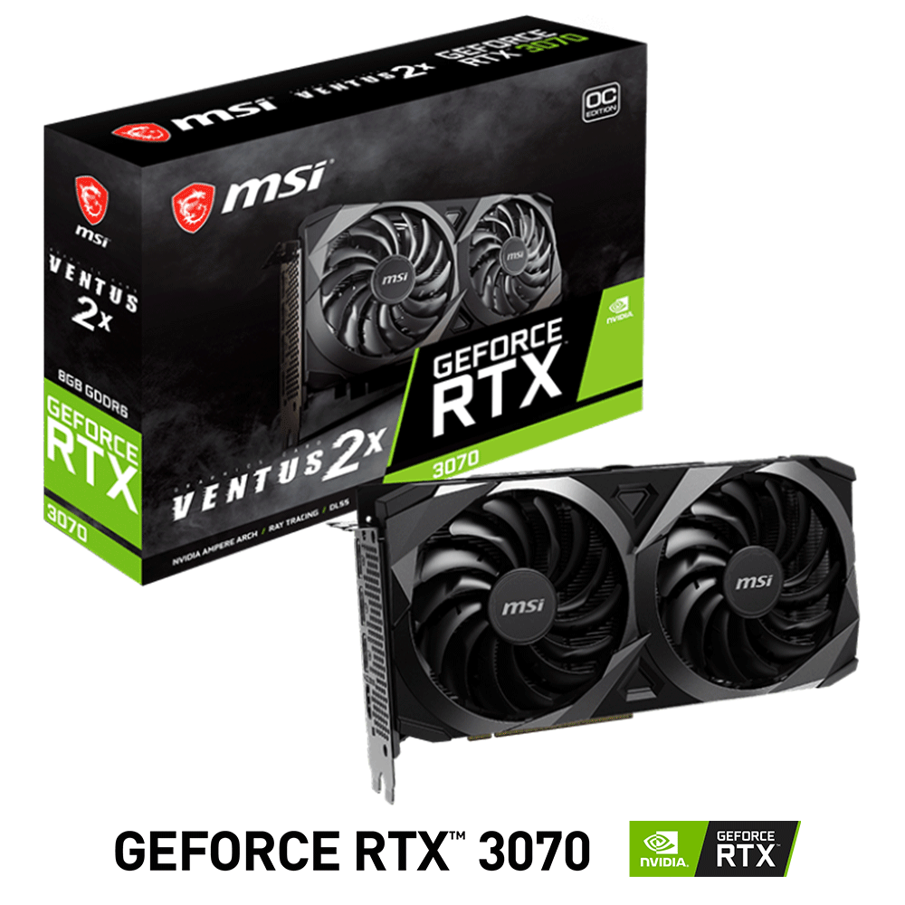 Tarjeta de Video Nvidia GeForce RTX 3070 8GB, MSI VENTUS 2X OC LHR, 912-V390-280, 3 AÑOS DE GARANTIA NACIONAL