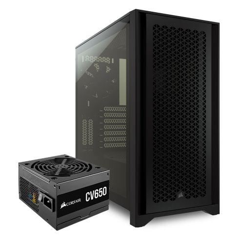 Gabinete Corsair 4000D AIRFLOW Negro, Cristal Templado, USB 3.1, Audio HD, Incluye 2 Ventiladores de 120mm, Incluye Fuente Corsair CV650, CC-9020147-LA /