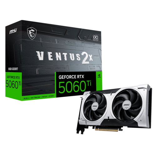 Tarjeta de Video MSI NVIDIA GeForce RTX 5060 Ti VENTUS 2X OC PLUS, 8GB, 128-bit GDDR7, PCI Express Gen 5, 912-V536-024, RTXS50, PROMSI