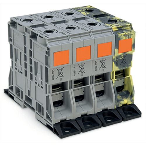 WAGO 285-1165 Juego de Corriente Trifásica, Bornas para Corrientes Elevadas 185 mm², POWER CAGE CLAMP, Multicolor, Con Bridas de Fijación, Cobre, 185 mm²