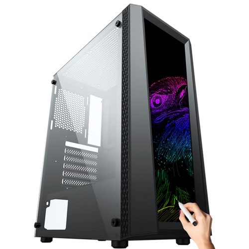 Gabinete Yaguaret Creepy RGB, Panel Frontal Gráfico de Cristal, Plumón Especial para Dibujar, ATX, USB 3.0, CGCREEPYYGT