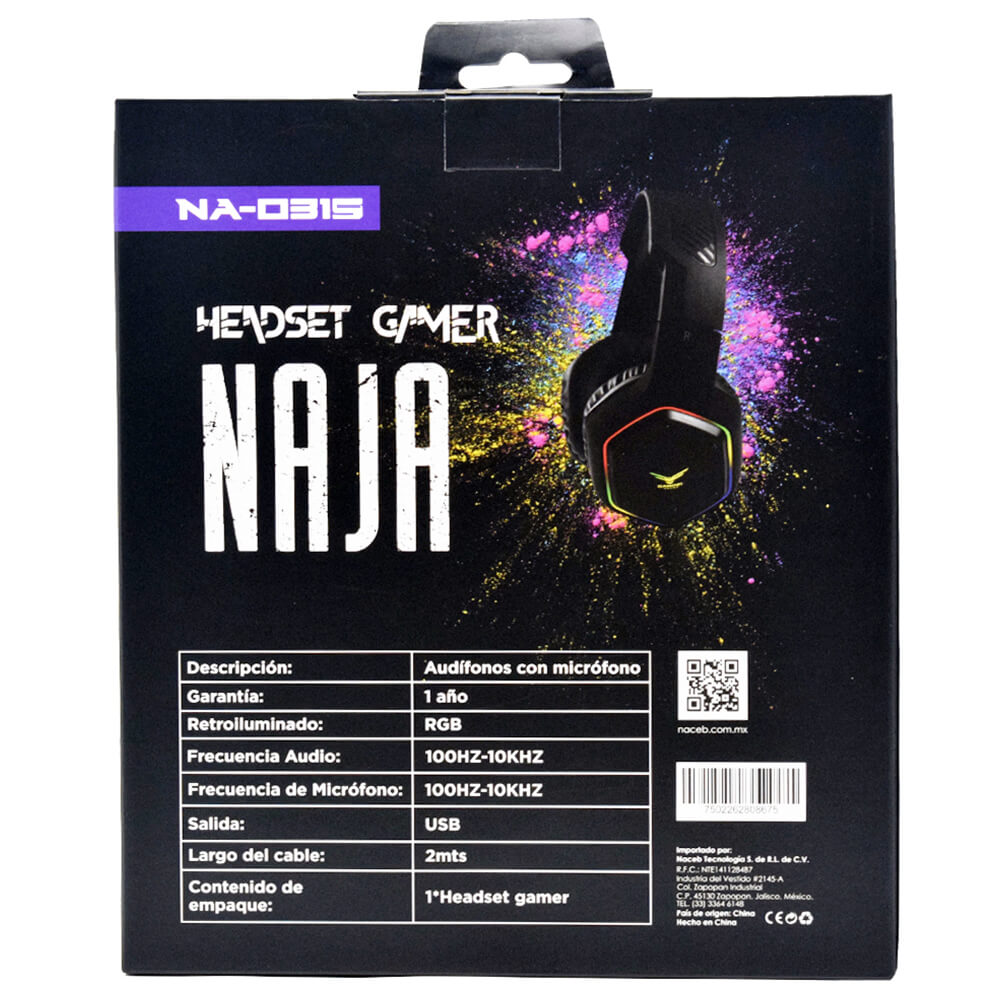 Diadema Gamer Naceb NAJA RGB, 7.1 Canales, USB, Microfono, NA-0315 - Image 7